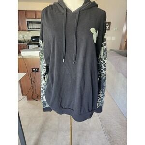 Disney Mickey Mouse Hoodie‎ Black Green Camo Leopard Sleeves Womens Medium M